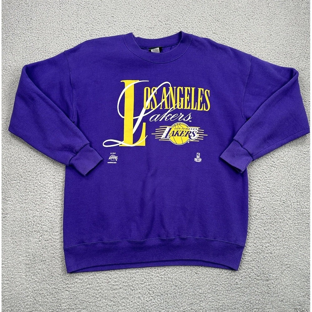 Vintage Los Angeles Lakers Sweatshirt Men's XL Purple USA Made Home Team Advtg